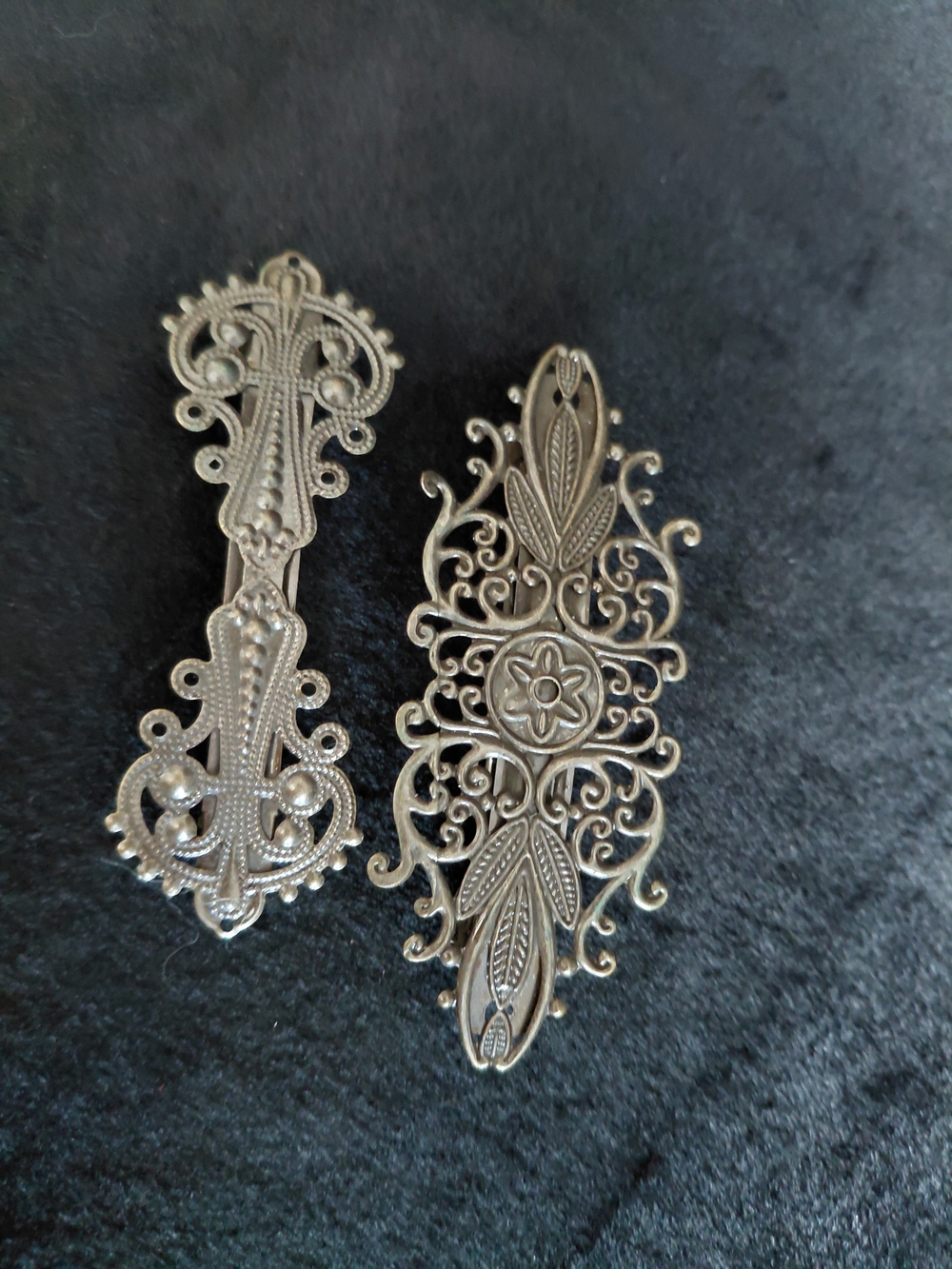 Ornate Filigree Brass-Tone Hair Clip Set